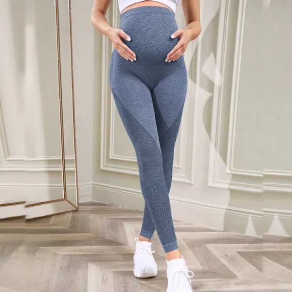 Maternity Women High Waist Stretchy Soft Seamless Lightweight Scrunch Back Pregnant Leggings - Image 3
