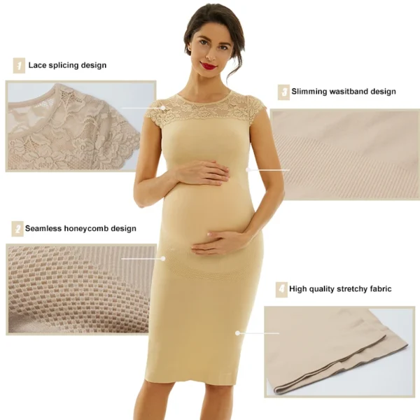 One Drop Shipping Lace Crochet Short Sleeves Maternity Dress Casual Pregnancy Wear Seamless Maternity Photo Shoot Dresses - Image 3