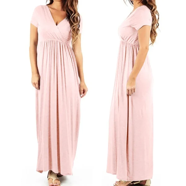Wholesales Solid color Bandage Maternity Clothing For Women Short Sleeve Breast Feeding Maternity Dresses - Image 6