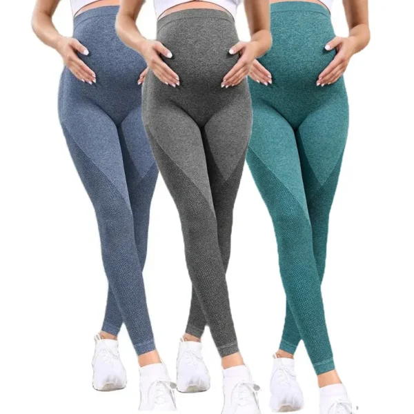 Maternity Women High Waist Stretchy Soft Seamless Lightweight Scrunch Back Pregnant Leggings - Image 6