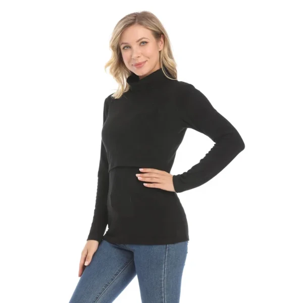 Winter Thermal Turtle Neck Big size Breastfeeding Clothes Nursing Shirt Maternity Tops For Pregnant Women
