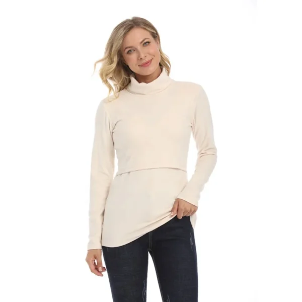 Winter Thermal Turtle Neck Big size Breastfeeding Clothes Nursing Shirt Maternity Tops For Pregnant Women - Image 2