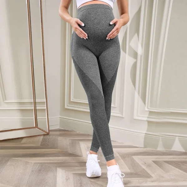 Maternity Women High Waist Stretchy Soft Seamless Lightweight Scrunch Back Pregnant Leggings - Image 4