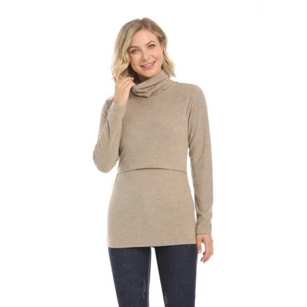 Winter Thermal Turtle Neck Big size Breastfeeding Clothes Nursing Shirt Maternity Tops For Pregnant Women - Image 4